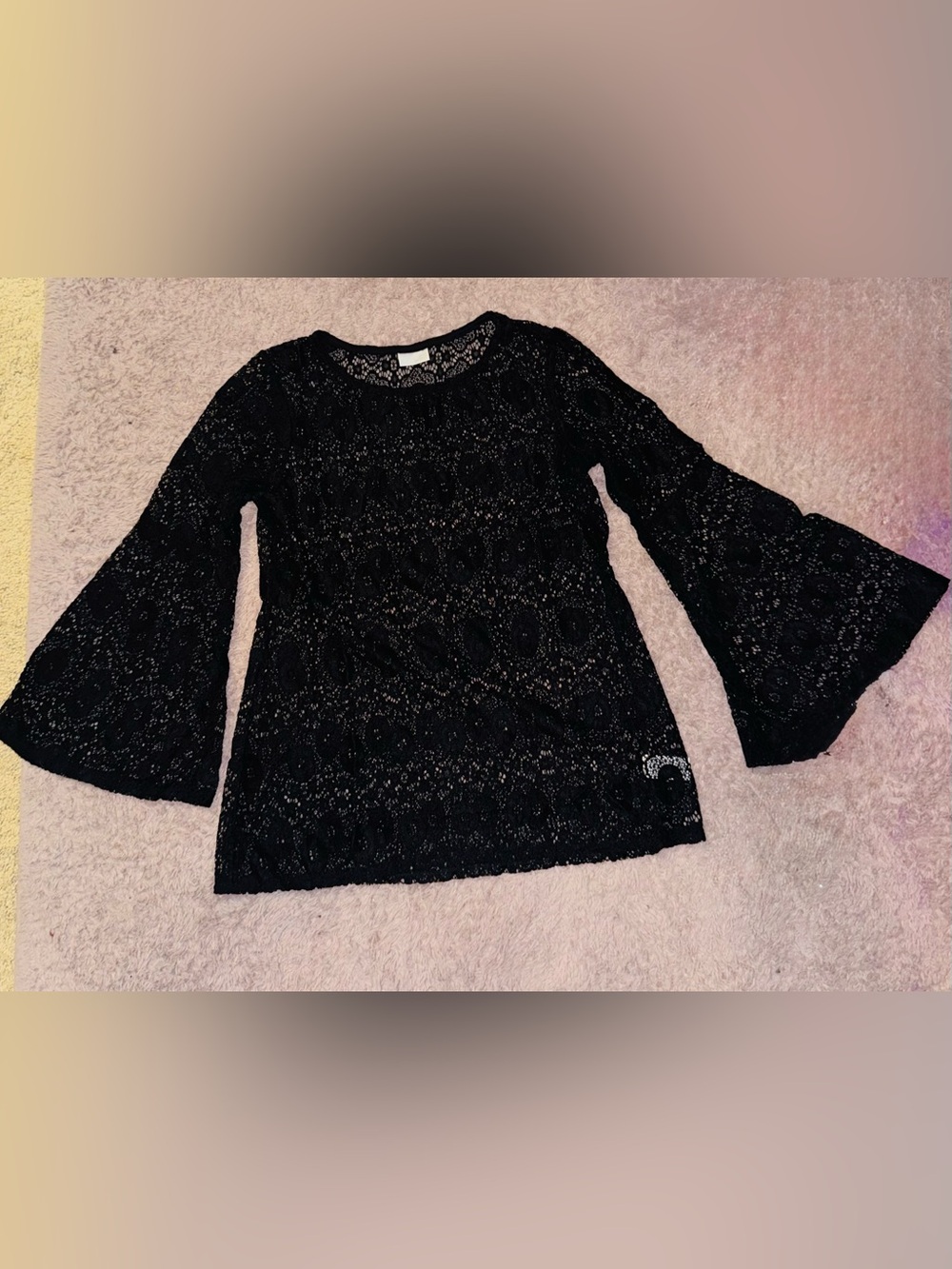 Black Lace Long-Sleeve Top